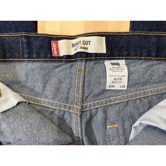 Levi's 517 Boot Cut Denim Blue Jeans 34x32 - Picture 8 of 10